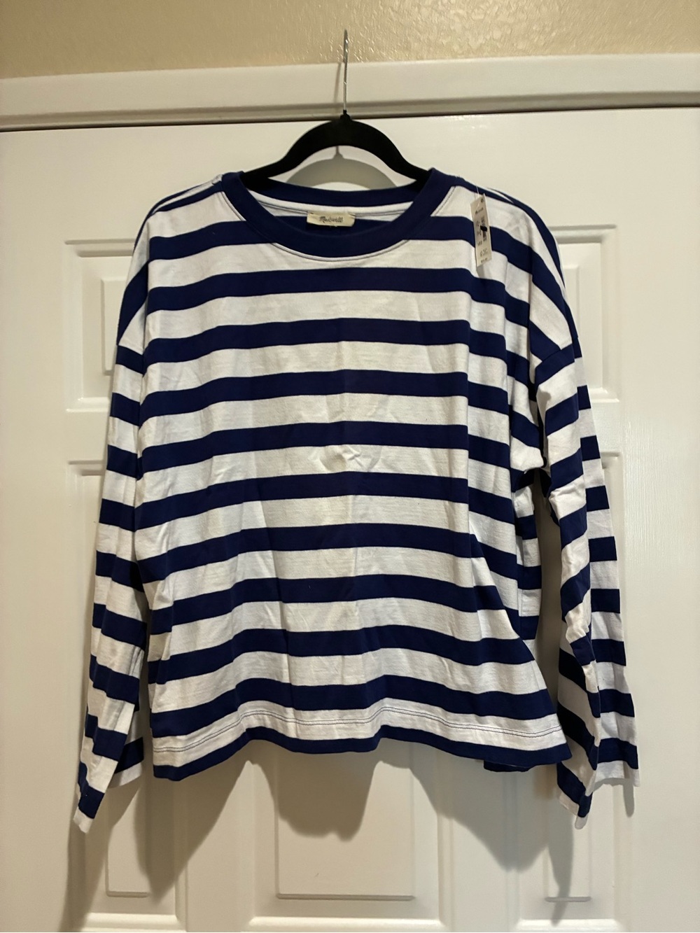 Madewell cotton oversized  Striped navy & white Long-Sleeve Top